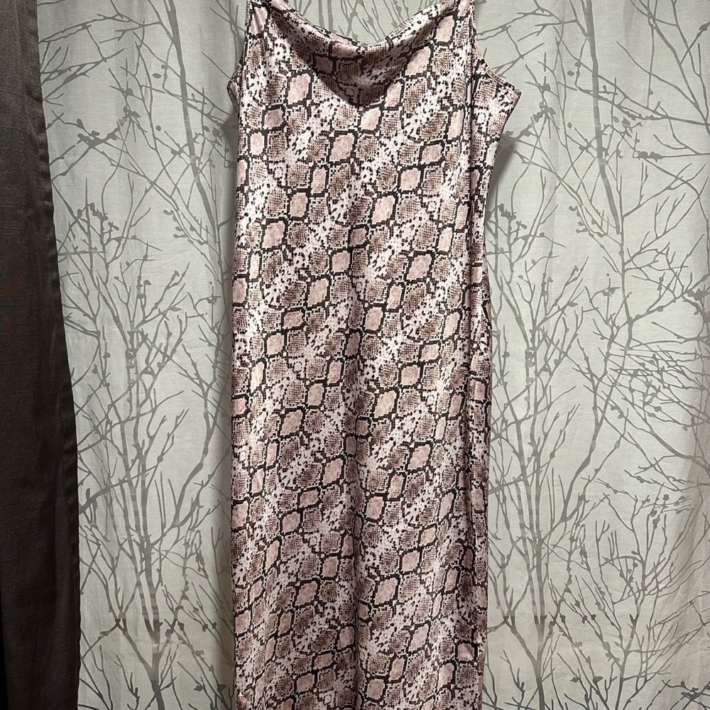 Banana Republic Pink Animal Print Patterned Shift Slip Cowl-Neck Dress Size 14